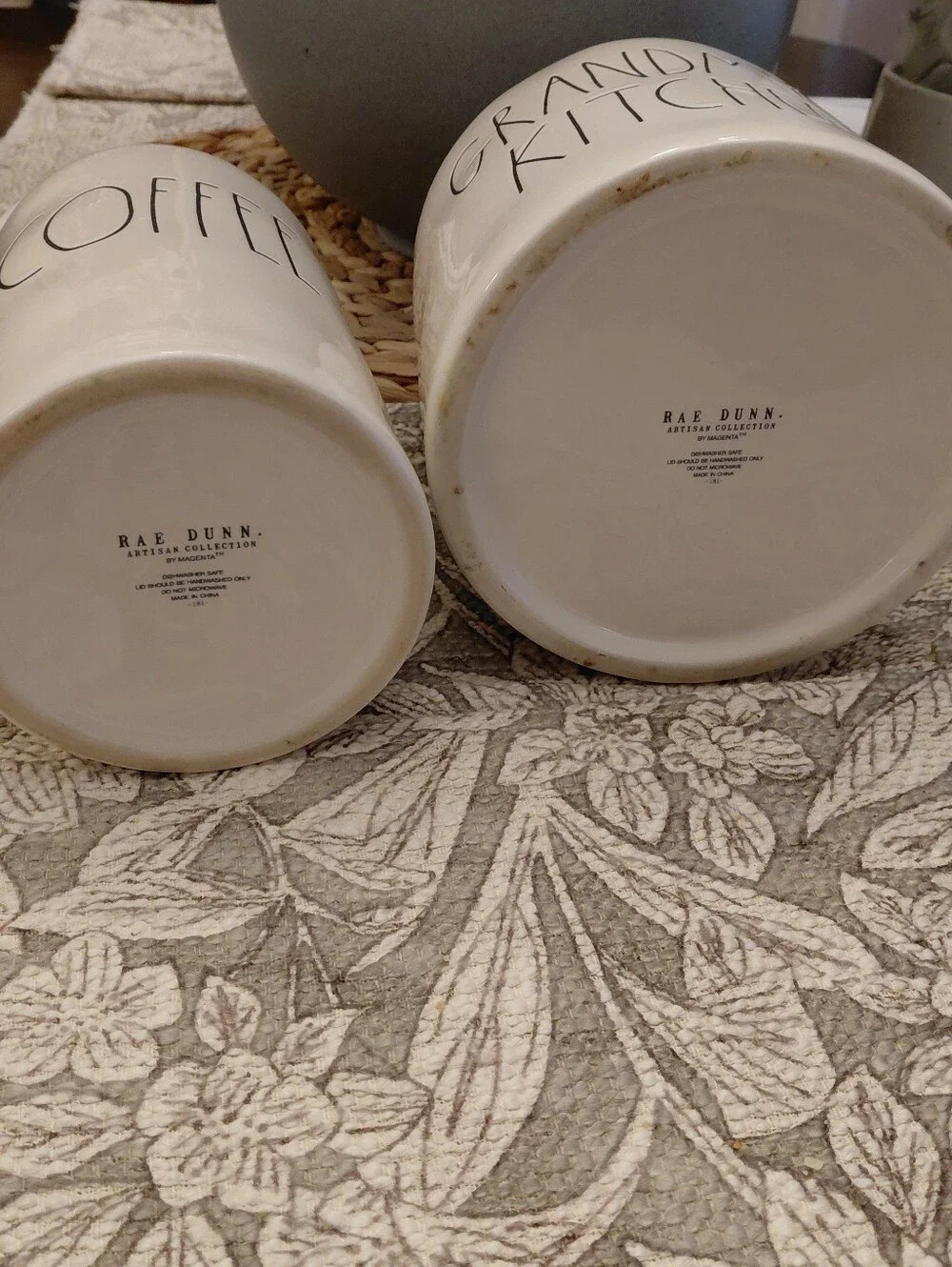 Rae Dunn Bundle 2 White Pieces Pottery Canisters Grandmas Kitchen Coffee Cottage